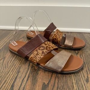 Naturalizer Kellie Leather Animal Print Slide Sandals size 11